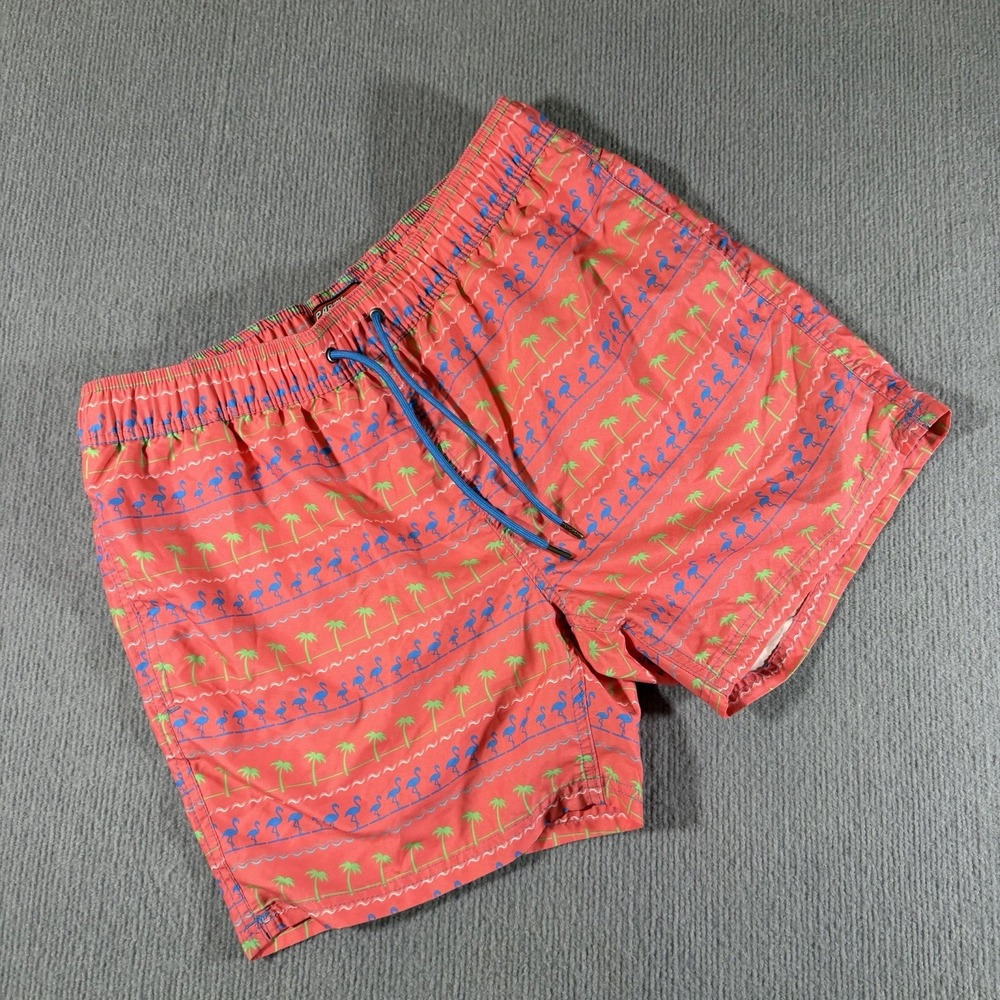 Party Sharks 80's Retro Flamingo Palm Trees‎ Swim Trunks Mens Size XL Florida